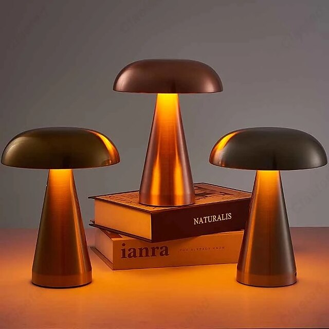 Nordic Led Gold Table Lamp for Bar Hotel Decoration Mushroom Rechargeable Desktop