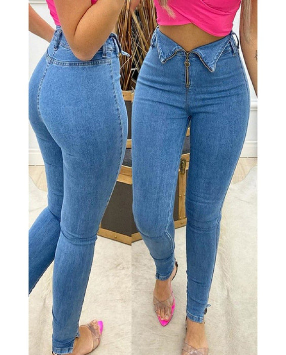 Women's Jeans Tapered pants Pants Trousers Full Length Denim Micro-elastic
