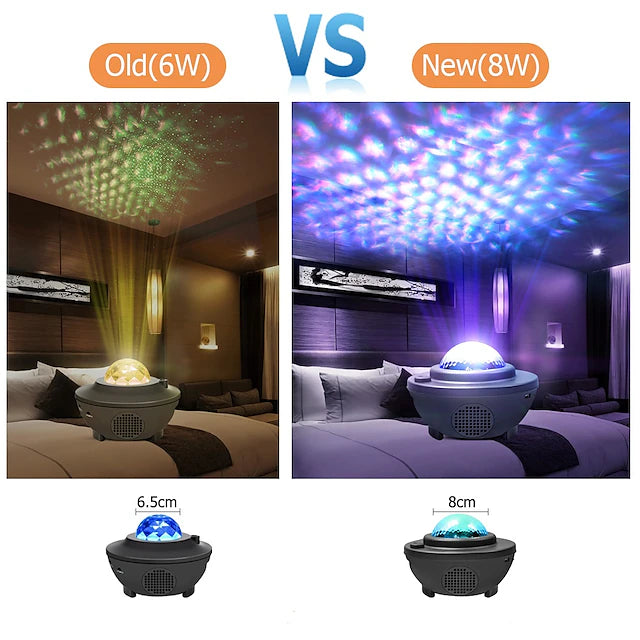 LED Galaxy Projector Night Light Ocean Wave Star Projection with Bluetooth Music Speaker