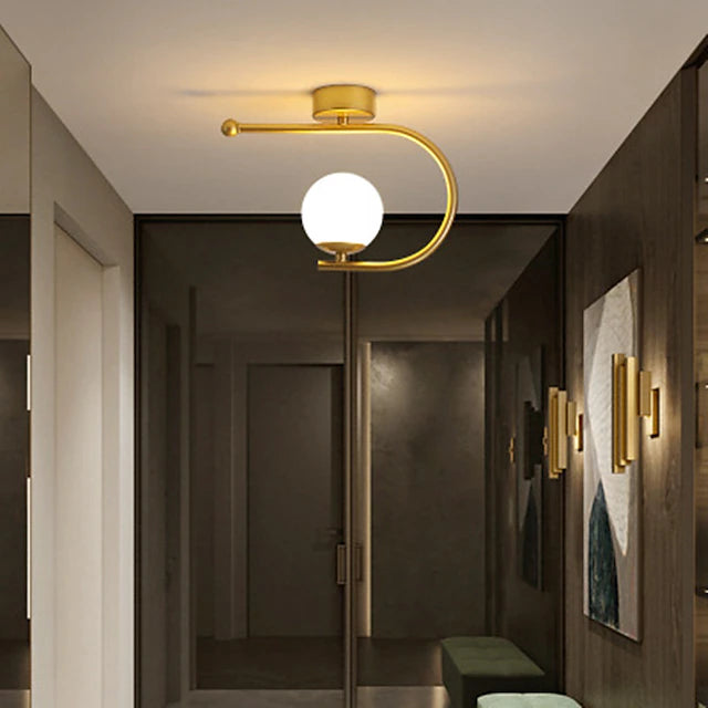 23 cm LED Ceiling Light Porch Light Corridor Lamp Black Gold Globe Design