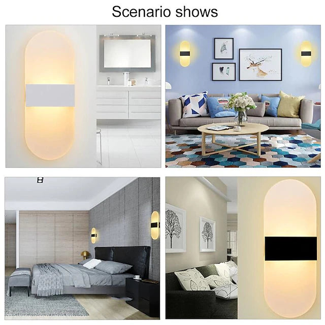 1-Light LED Wall Sconce Round Rectangle Indoor Wall Light Acrylic Modern