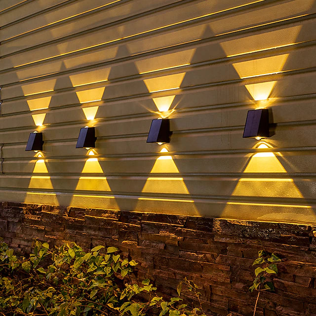 2pcs Solar Wall Lights Outdoor LED Garden Lights Waterproof Wall Light