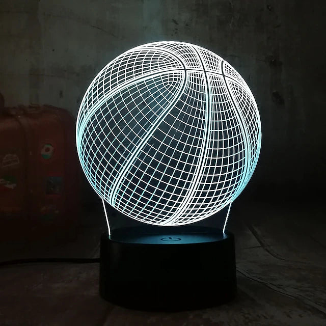 3D Basketball Night Light Optical Illusion Lamp with 7 Colors Changing Smart Touch
