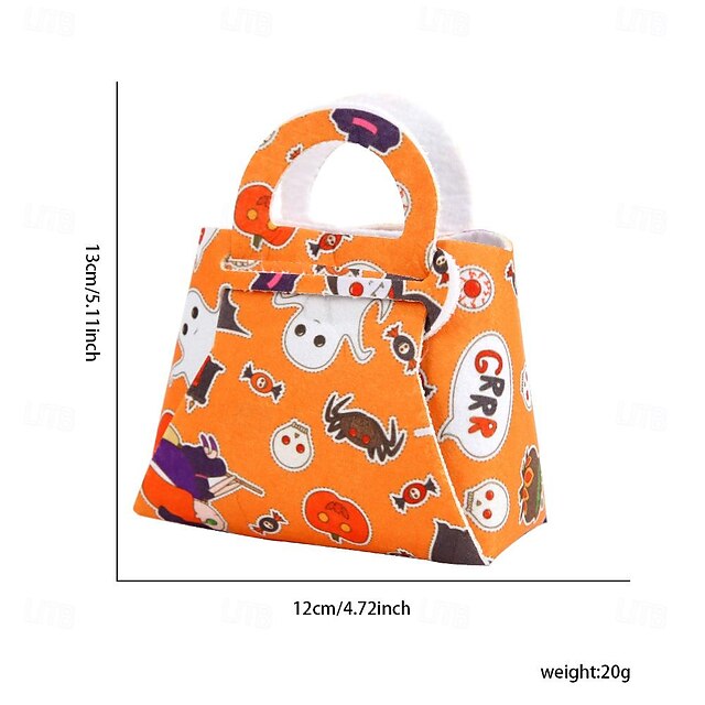 Halloween Candy Bag - Felt Gift Tote for Kids, Ghost Festival Trick-or-Treat Bag