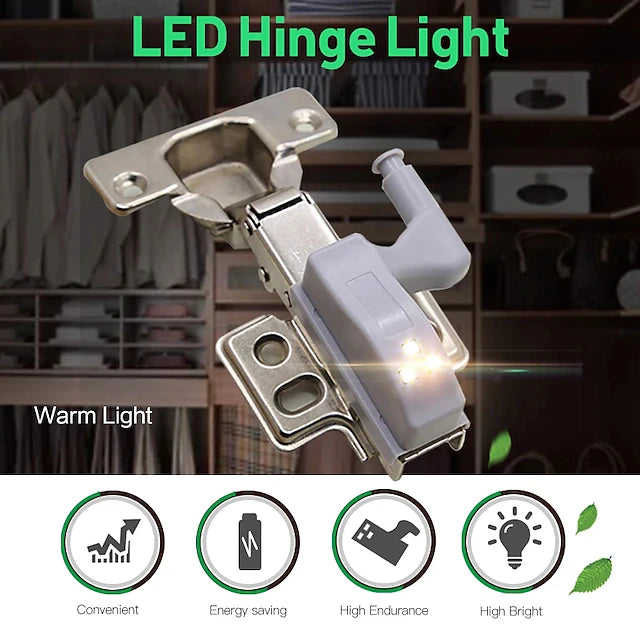 10PCS LED Cabinet Light LED Inner Hinge Lamp Closet Light Battery