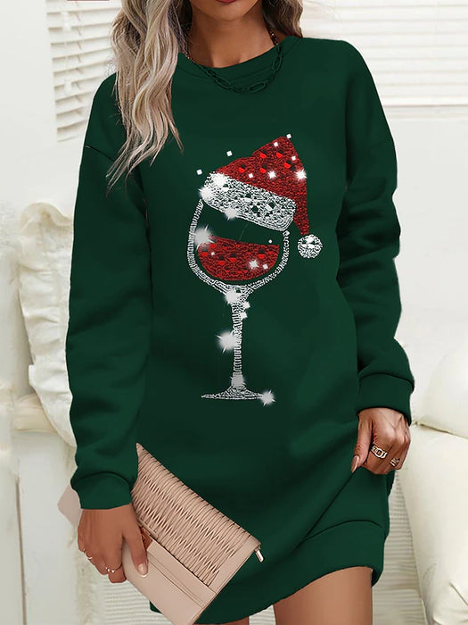 Women‘s Christmas Casual Dress Sweatshirt Dress Mini Dress Warm Fashion Outdoor