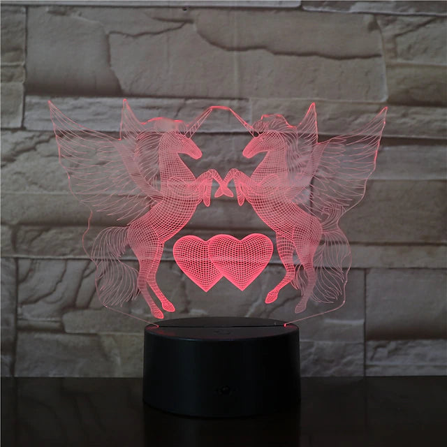 3D Unicorn Nightlight Night Light Lamp for Children Creative Birthday USB 1pc
