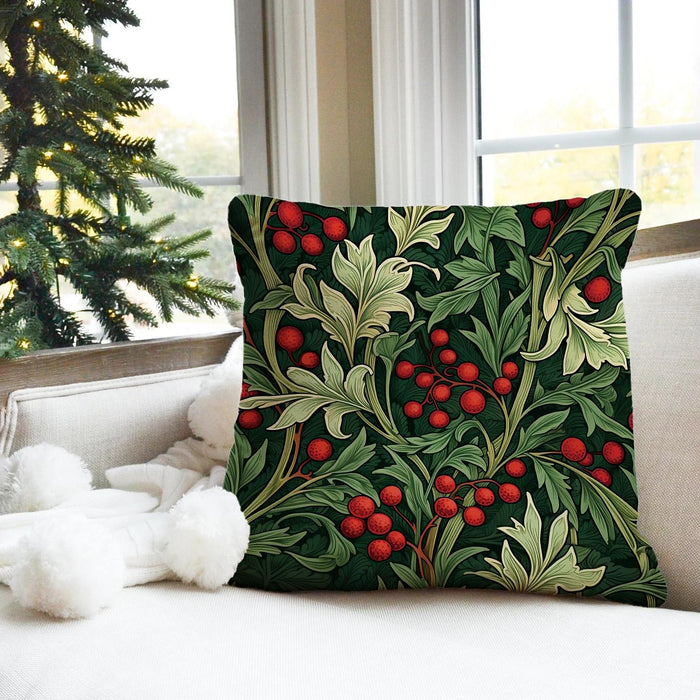 Christmas Holly Double Side Pillow Cover 1PC Xmas Soft Decorative Square Cushion Case