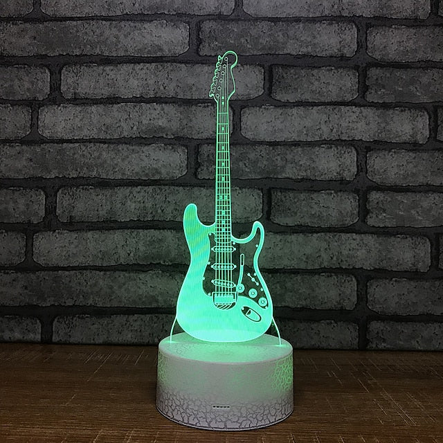 3D Illusion Lamp Electric Guitar Decor Night Light for Kids 7 Colors