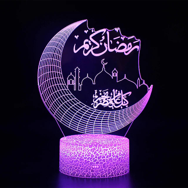Ramadan 3D Moon Night Light 16 Color Change Remote Control Mubarak Islam Church Night Light Decor