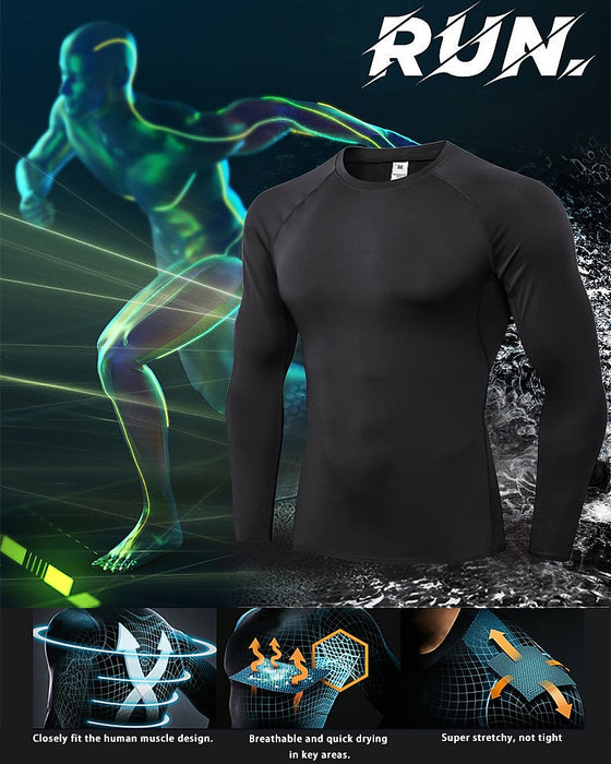 Men's Compression Shirt Running Shirt Long Sleeve Base Layer Athletic Summer Spandex Breathable