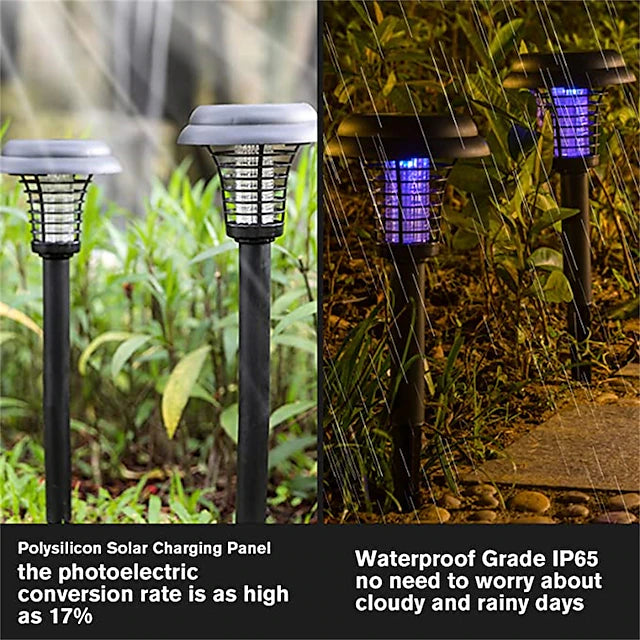 1/2pcs Bug Zapper Outdoor Solar Mosquito Trap Killer Lamp UV LED Electric