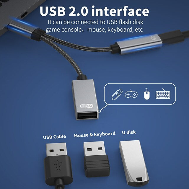 USB C OTG Adapter 2 in 1 USB-C Splitter with PD 60W Fast Charging Type C Otg and USB A Female Port
