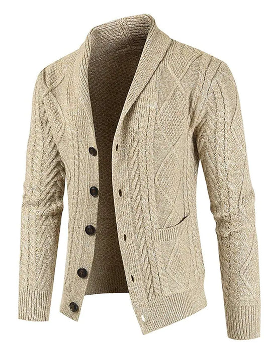 Men's Cardigan Sweater Knitted Solid Color Stylish Casual Long Sleeve.