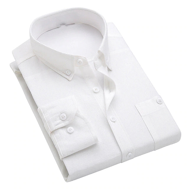 Men's Dress Shirt Button Down Shirt Collared Shirt Corduroy Shirt Turndown Winter Long Sleeve