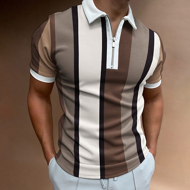 Men's Golf Shirt Print Striped Turndown Casual Daily Outdoor