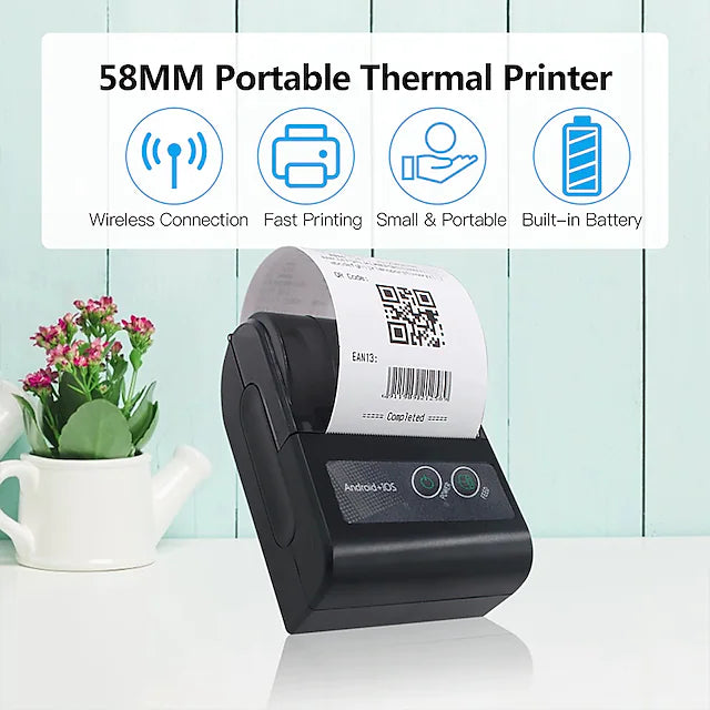 58mm Mini Portable Thermal Printer Wireless Lable Receipt Printer