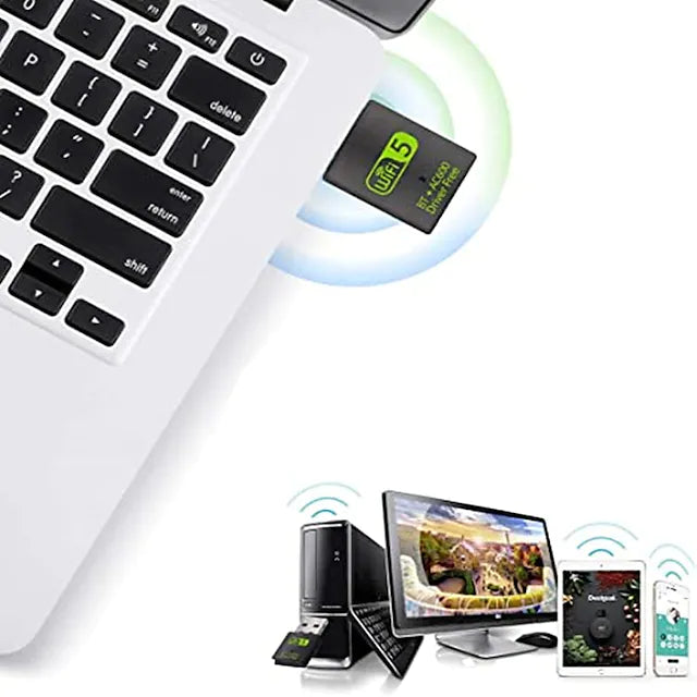 USB WiFi Bluetooth Adapter 600Mbps Dual Band 2.4/5Ghz Wireless Network External Receiver