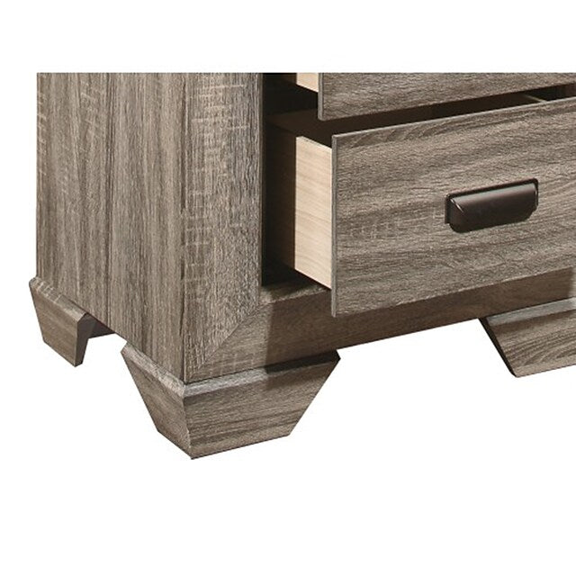 Natural Finish 1pc Nightstand Flat Cup Pulls Two Dovetail Drawers Wooden Bed Side Table Bedroom Furniture
