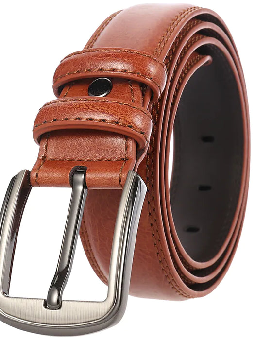 Men's Waist Belt Work Light Brown Coffee Belt Solid Color / Leather