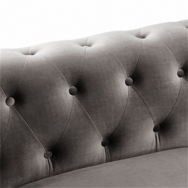VIDEO provided 80*80*28 Deep Button Tufted Velvet Upholstered Rolled Arm Classic Chesterfield
