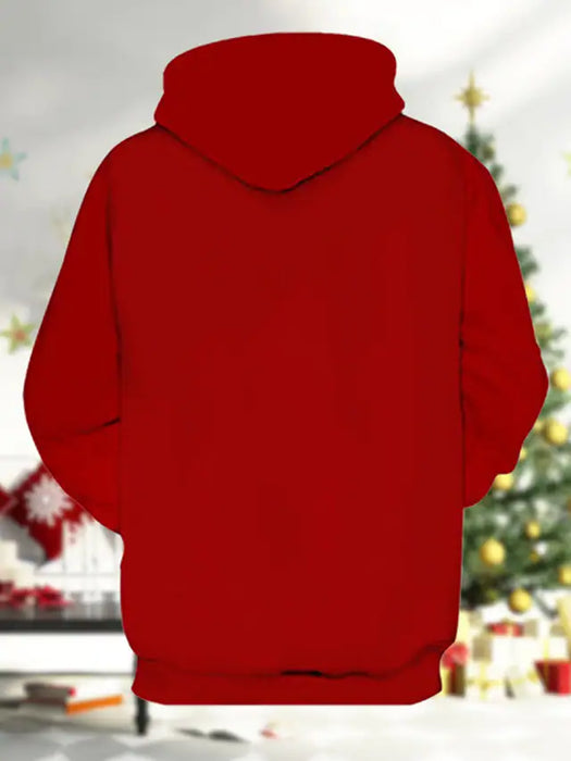 Men's Pullover Hoodie Sweatshirt Graphic Prints Santa Claus Elk Front Pocket Print Hooded Christmas