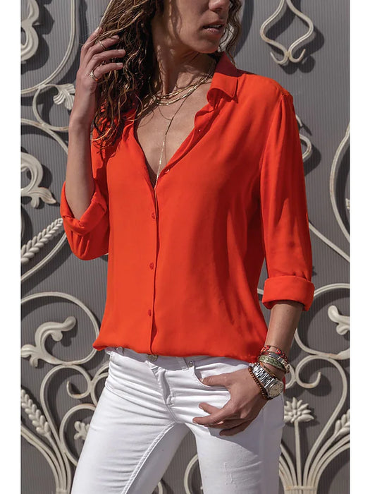 Women's Blouse Shirt Plain Shirt Collar Business