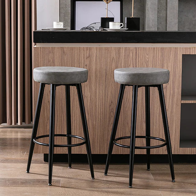 Metal Bar Stools Round Kitchen Counter Stools Industrial Round Barstool Bar Chairs 28 Inch