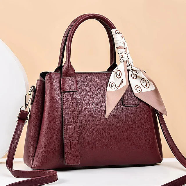 Women's Top Handle Bag Shoulder Bag PU Leather Daily Date Office & Career Solid Color Plain