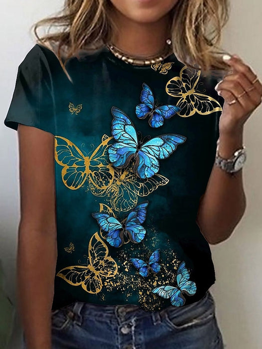 Women's Daily Weekend Butterfly Painting T shirt