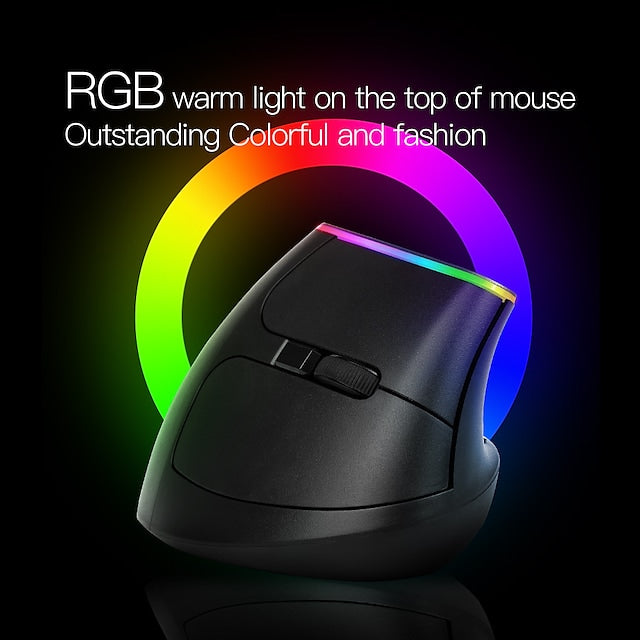 Delux M618C Wireless Silent Ergonomic Vertical 6 Buttons Gaming Mouse USB Receiver RGB 1600 DPI