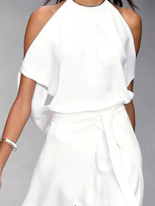Women's A Line Dress White Dress Midi Dress White Black Gray Sleeveless