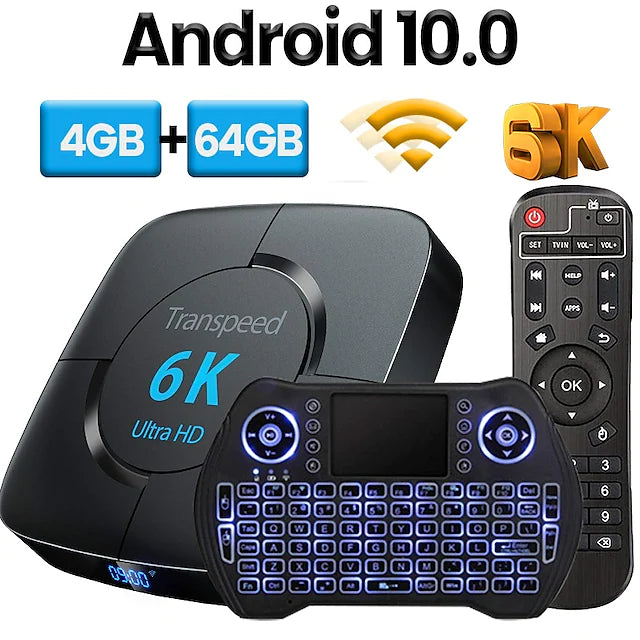 TV Box Android 10.0 4GB RAM 64GB ROM H616 Smart TV Box Set Top Box with Mini Keyboard