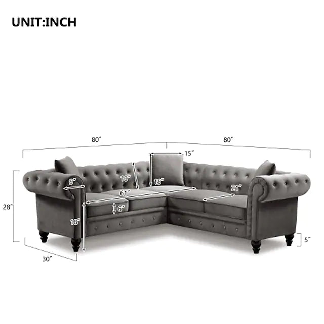 VIDEO provided 80*80*28 Deep Button Tufted Velvet Upholstered Rolled Arm Classic Chesterfield