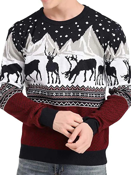 Men's Sweater Ugly Christmas Sweater Pullover Ribbed Knit Cropped Knitted Christmas pattern