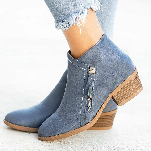 Women's Boots Suede Shoes Outdoor Daily Booties Ankle Boots Winter Cuban Heel Round Toe