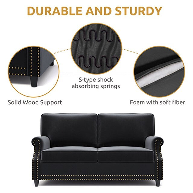 Modern Loveseat Sofa Upholstered 2 Seater Sofa Couch with Deep Seat Velvet Rolled Arm
