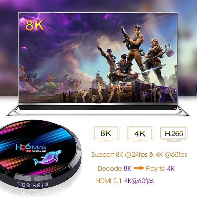 Android 9.0 TV Box H96MAX S905X3 Bluetooth 4.0 4K 4K Digital Display Support H.265 Cortex