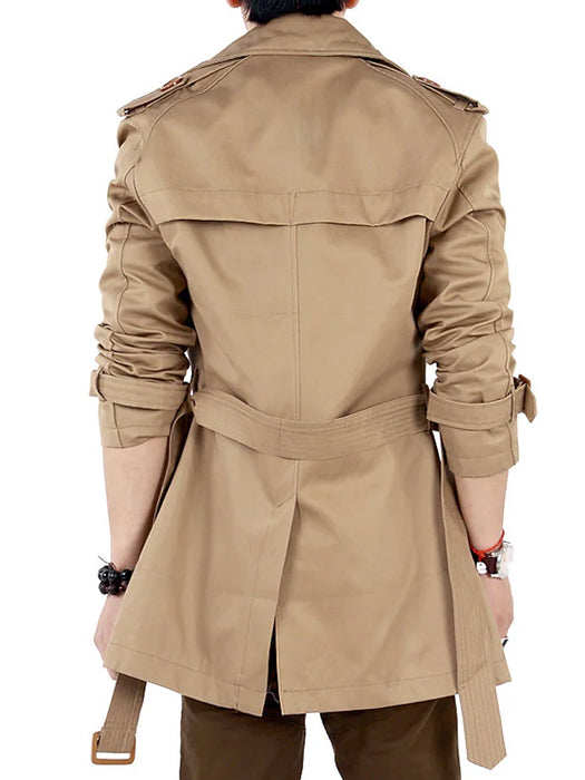 Men's Trench Coat Long Solid Colored