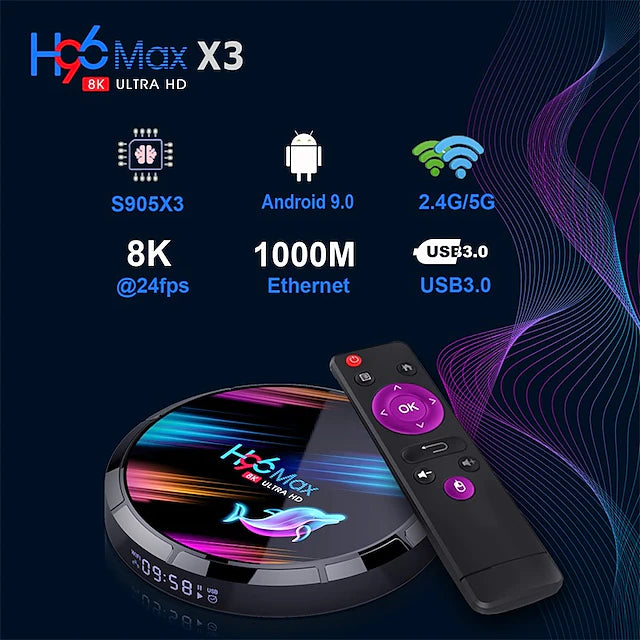 Android 9.0 TV Box H96MAX S905X3 Bluetooth 4.0 4K 4K Digital Display Support H.265 Cortex