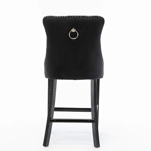 FurnitureContemporary Velvet Upholstered Barstools with Button Tufted Decoration and Wooden Legs