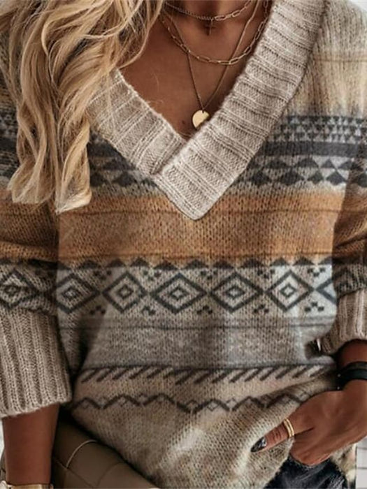 Women's Sweater Pullover Jumper Knitted Geometric