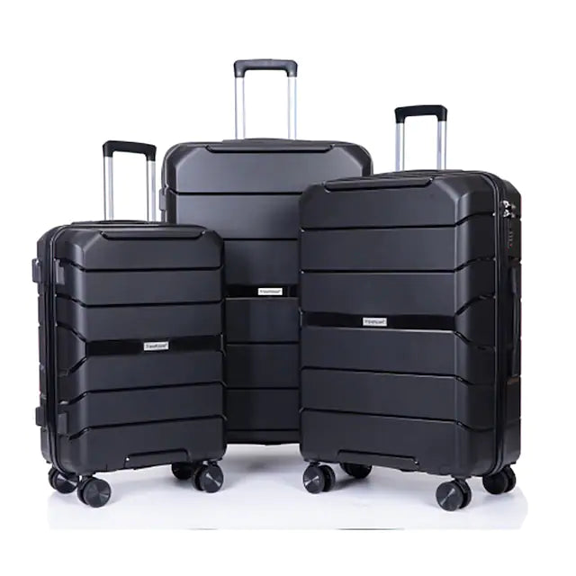Hardshell Suitcase Spinner Wheels PP Luggage Sets Lightweight Suitcase with TSA Lock(only 28)3-Piece Set (20/24/28) Midnight Black