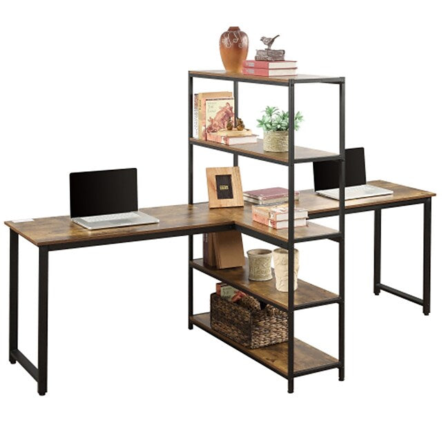 Home Office Two Person Computer Workstations (Brown)