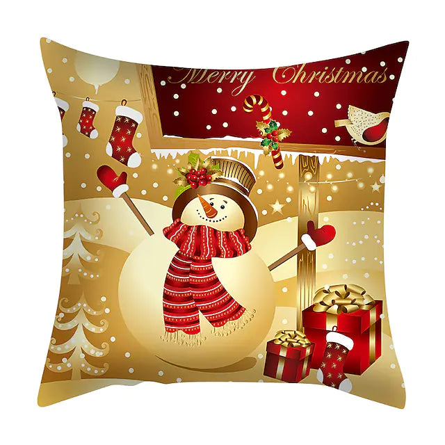 Christmas Double Side Throw Pillow Cover 4PC Soft Decorative Square Cushion Case Pillowcase