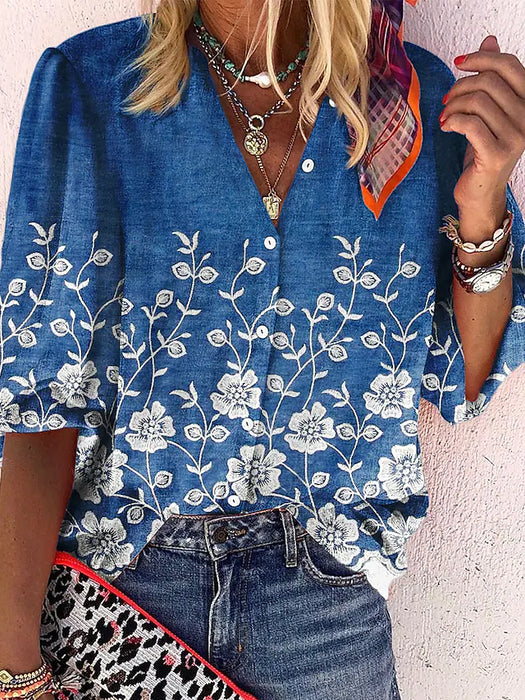 Women's Daily Holiday Weekend Floral Blouse