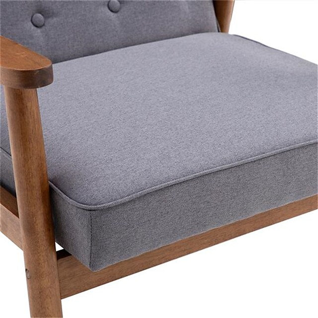 Retro Modern Wooden Single Chair Grey Fabric
