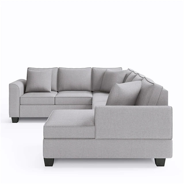 Sectional Sofa Upholstered Modern English Arm Classic U-shaped Sofa 3 Pillows Included