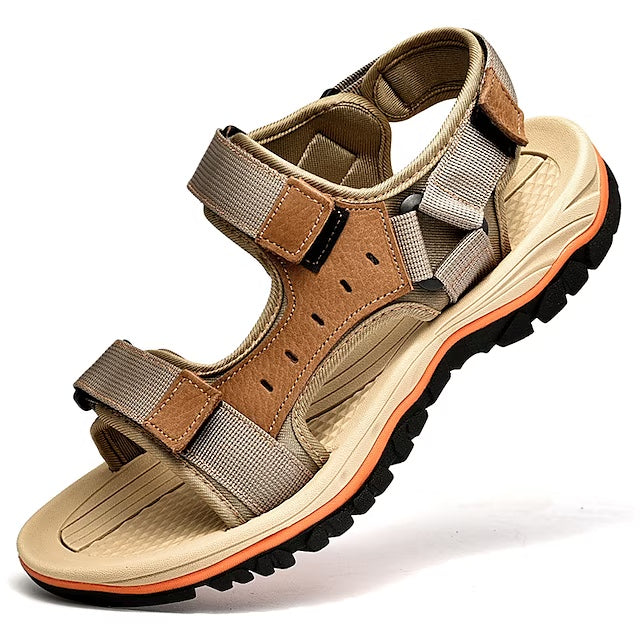 Men's Sandals Roman Shoes Beach Daily Microfiber Breathable Dark Brown Black Khaki Fall Summer