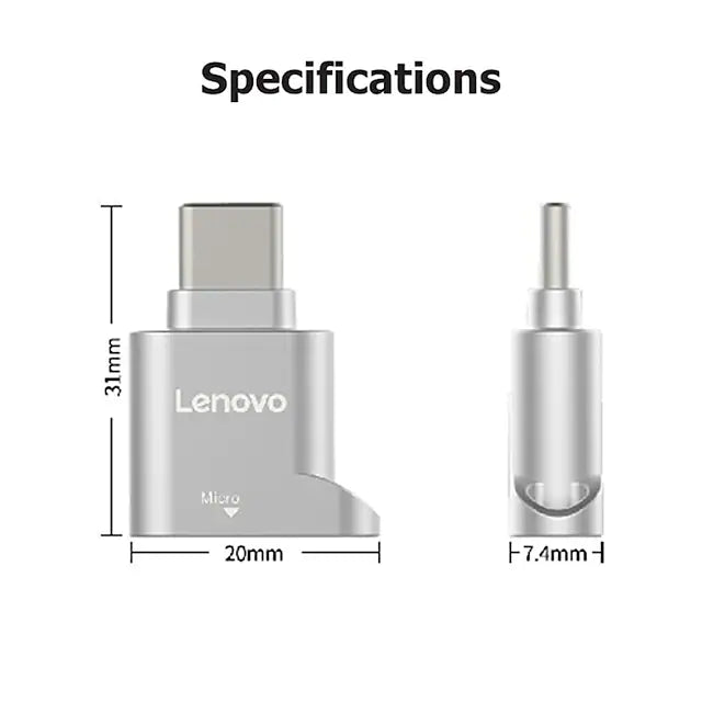 Lenovo D201 USB Type C Card Reader 480Mbps 512GB USB-C TF Micro SD OTG Adapter Type-C